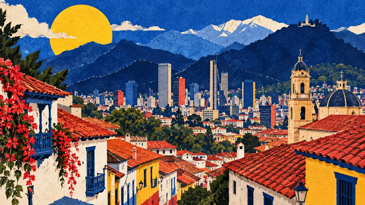 Collage editorial inspirado en Colombia