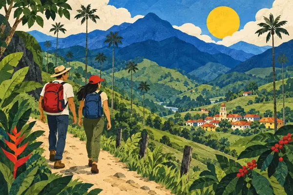 Ilustración de una escapada por Colombia