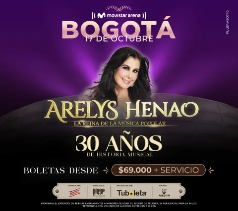 Cartel de Arelys henao | 30 años de historia musical