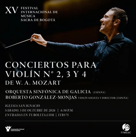Cartel de Conciertos para violín N° 2, 3 y 4 de W.A. Mozart