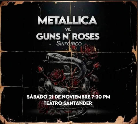 Cartel de Metallica vs guns n' roses sinfonico Bucaramanga