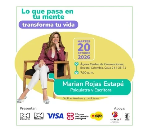Cartel de Lo que pasa en tu mente transforma tu vida - marian rojas