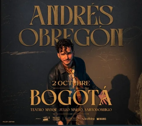 Cartel de Andrés obregón - todo pasa tour Bogotá