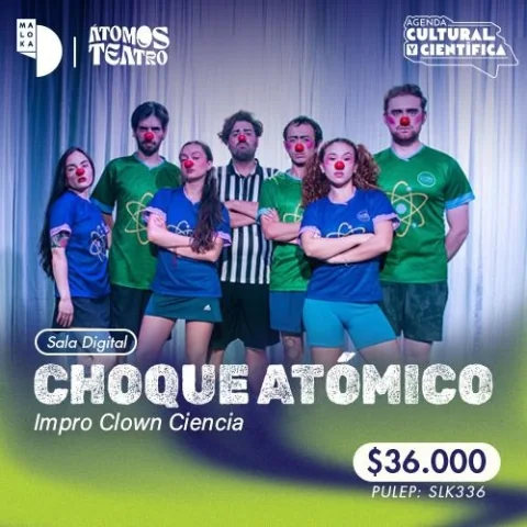 Cartel de Choque atómico (impro clown ciencia)