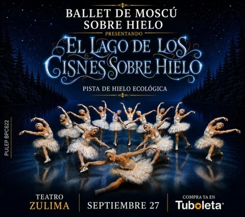 Cartel de Ballet de moscu sobre hielo "el lago de los cisnes" - Cúcuta